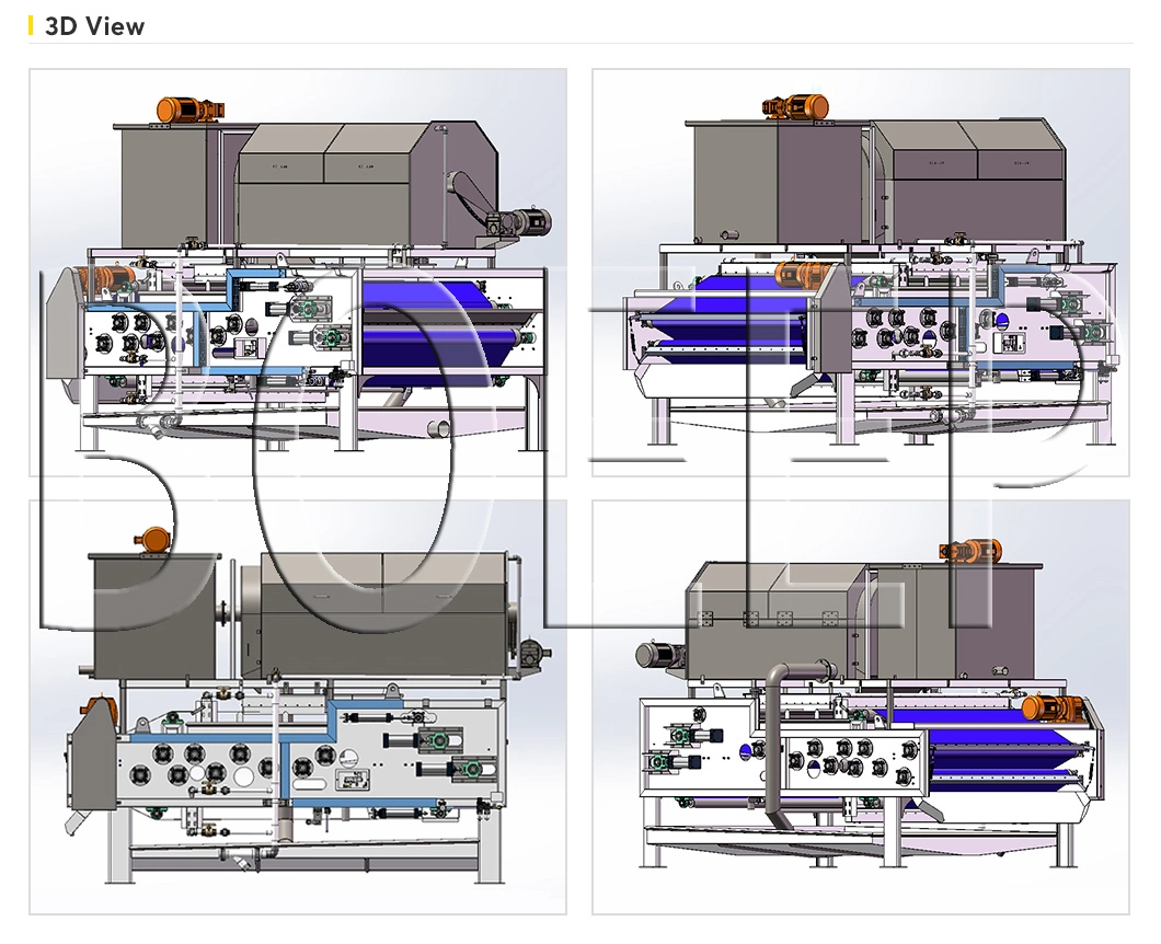 Water Sludge Solid Liquid Separator with Wastewater Dewatering Belt Press